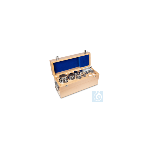E1 1 mg - 10 kg weight set, in wooden case, polished stainless steel