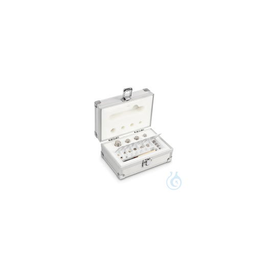 E2 1 mg - 50 g weight set, in aluminium case, polished stainless steel