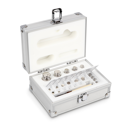 F1 1 mg - 100 g set of weights, in aluminium case, polished stainless steel