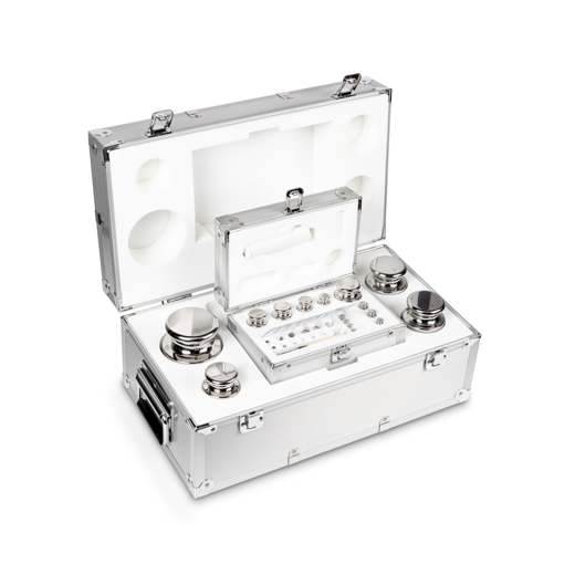 F1 1 mg - 5 kg weight set, in aluminium case, polished stainless steel