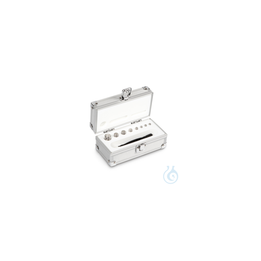 F1 1 g - 50 g set of weights, in aluminium case, polished stainless steel