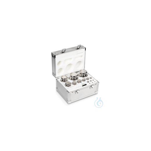 F1 1 g - 2 kg weight set, in aluminium case, polished stainless steel