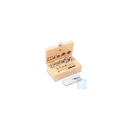 F2 1 mg - 200 g set of weights, in wooden case, finely turned stainless steel