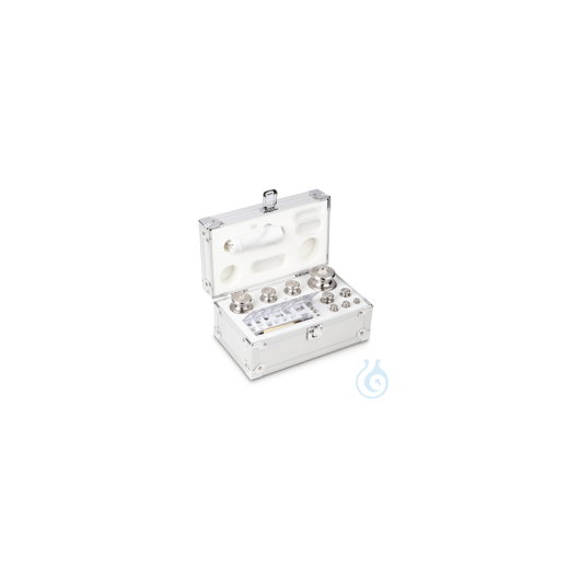 F2 1 mg - 1 kg set of weights, in aluminium case, finely turned stainless steel
