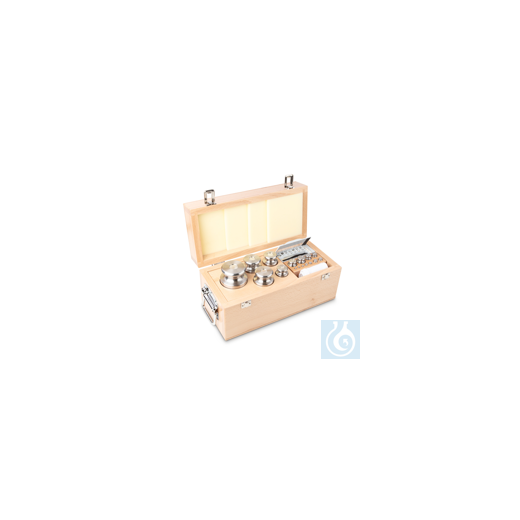 F2 1 mg - 5 kg set of weights, in wooden case, finely turned stainless steel