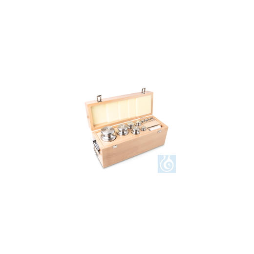 F2 1 g - 10 kg set of weights, in wooden case, finely turned stainless steel