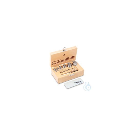 M1 1 mg - 200 g set of weights, in wooden case, finely turned stainless steel