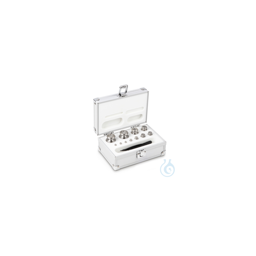 M1 1 g - 200 g set of weights, in aluminium case, finely turned stainless steel