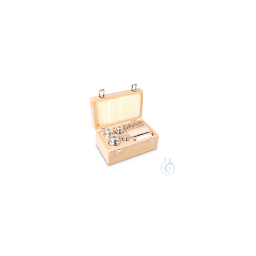 M1 1 g - 2 kg set of weights, in wooden case, fine turned stainless steel